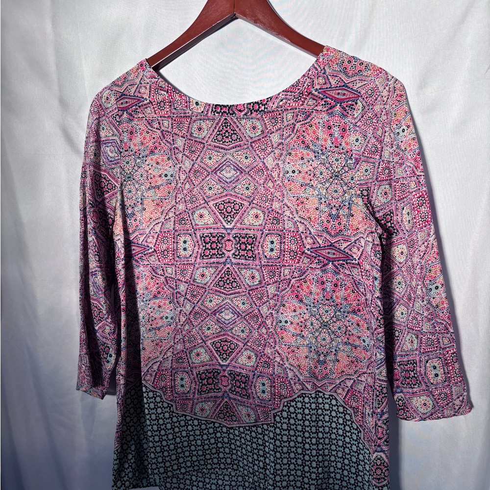 Maeve Pink & Purple Geometric Print Long Sleeve Top